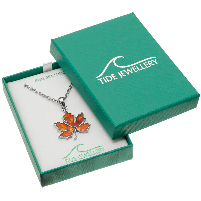 Autumn Leaf Paua Shell Necklace