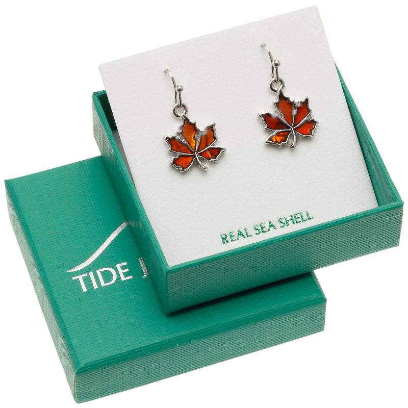 Autumn Leaf Paua Shell Earrings