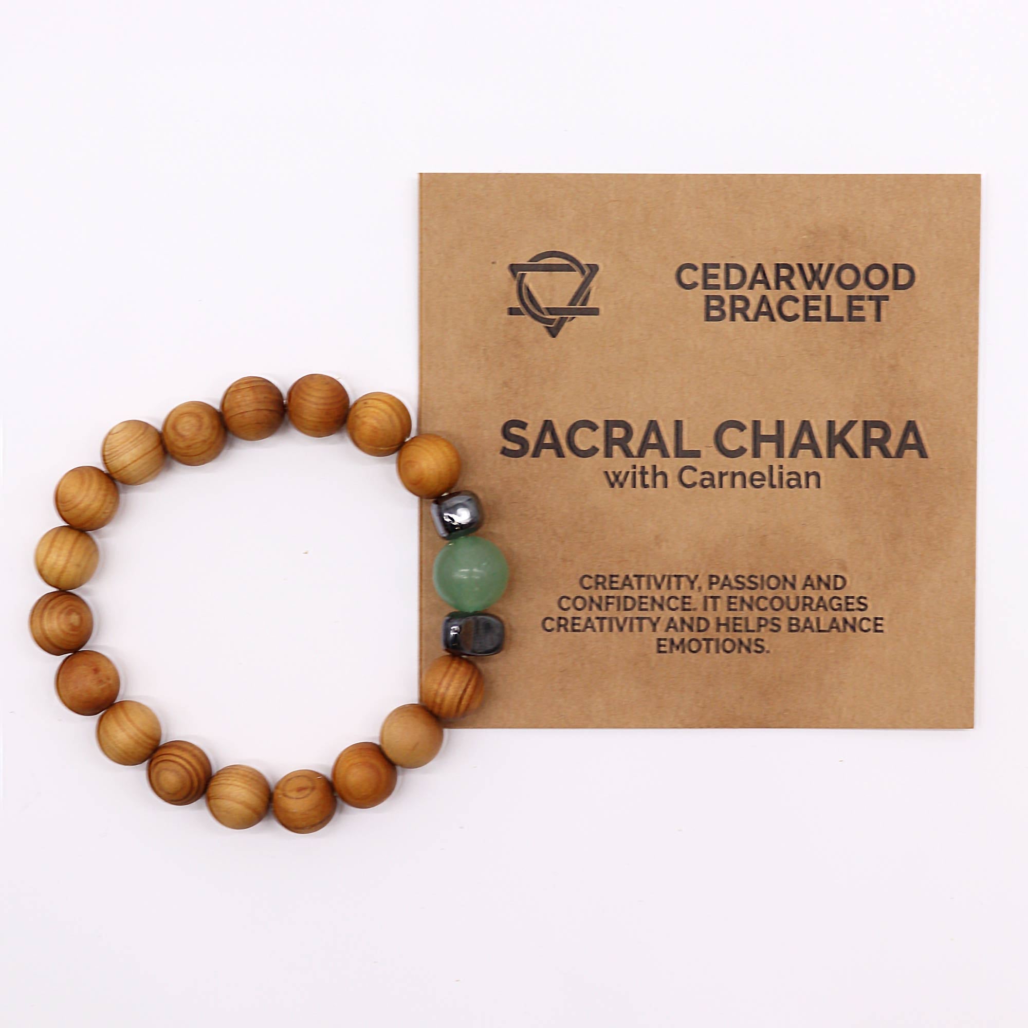 Adventurine Gemstone Cedarwood Bracelet - Sacral Chakra - Gemstone Bracelets from thetraditionalgiftshop.com