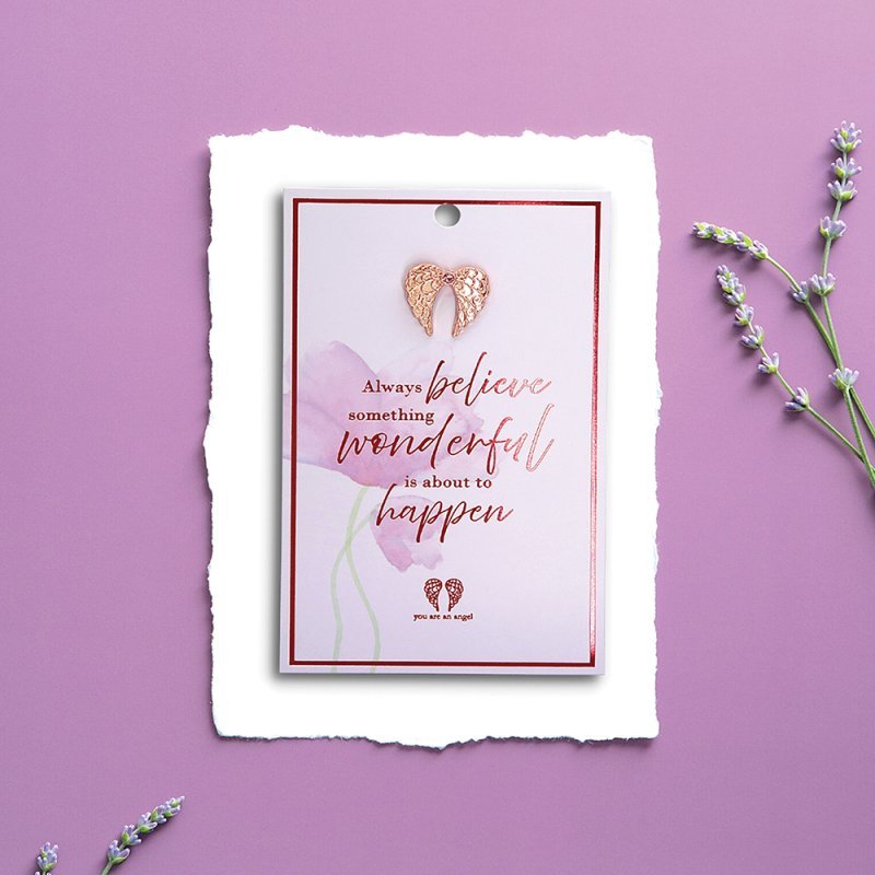 Always Believe Angel Wings Lapel Pin on Card - You Are An Angel from thetraditionalgiftshop.com
