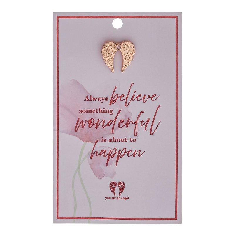 Always Believe Angel Wings Lapel Pin on Card - You Are An Angel from thetraditionalgiftshop.com