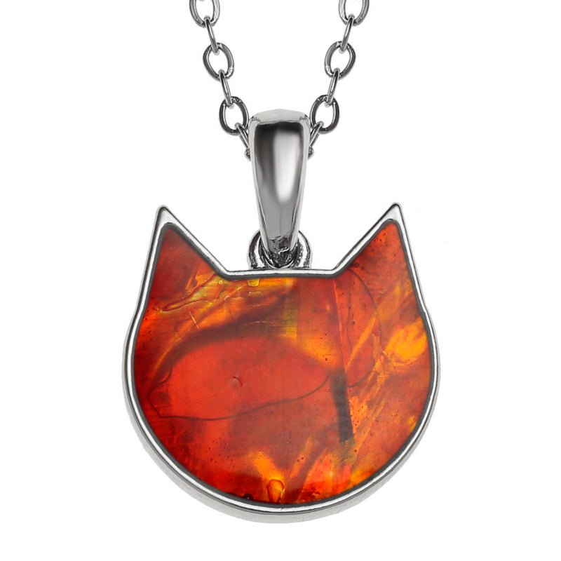 Amber Cat Silhouette Paua Shell Necklace - Tide Jewellery from thetraditionalgiftshop.com
