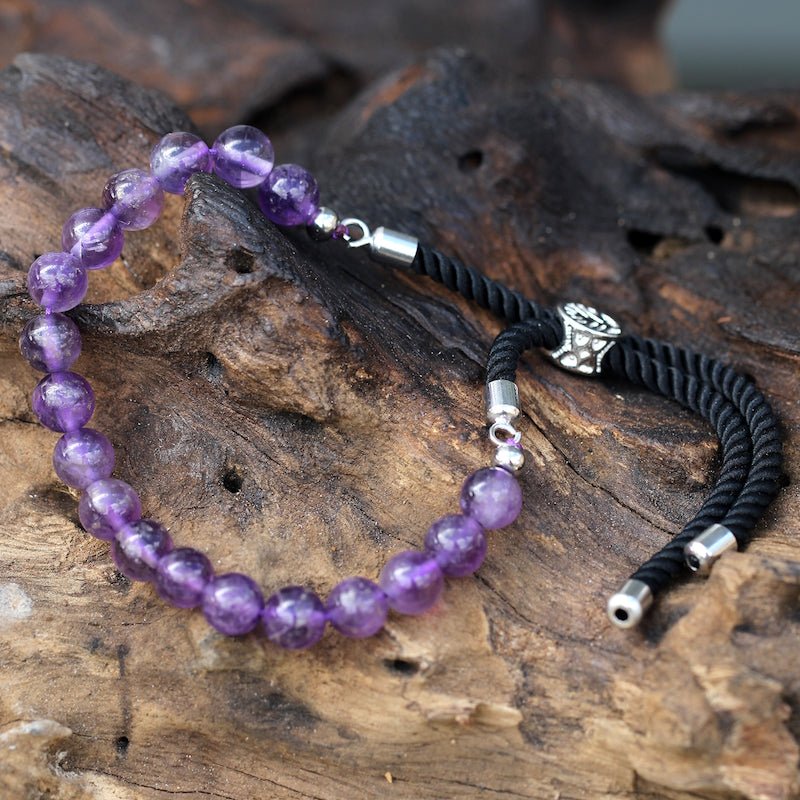 Amethyst Adjustable String Bracelet (925 Silver Plated) - Gemstone Bracelets from thetraditionalgiftshop.com