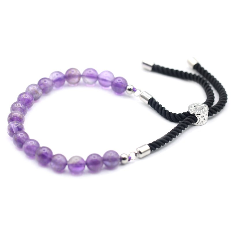 Amethyst Adjustable String Bracelet (925 Silver Plated) - Gemstone Bracelets from thetraditionalgiftshop.com