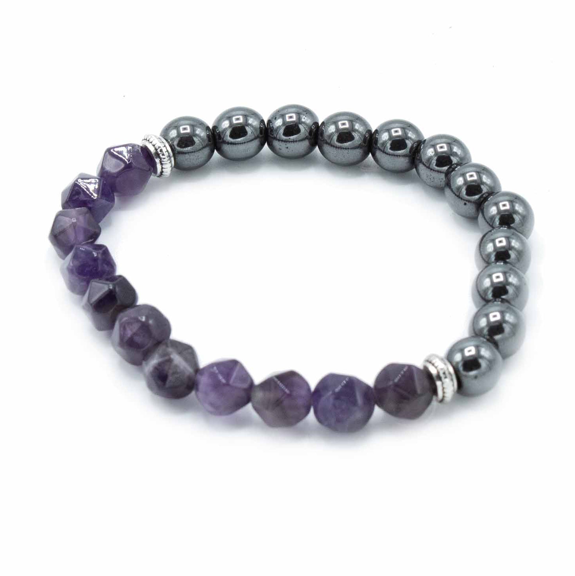 Amethyst Faceted Gemstone Hematite Bracelet The Gift Shop