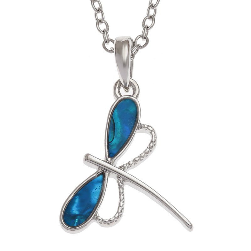 Blue Delicate Dragonfly Paua Shell Necklace - Tide Jewellery from thetraditionalgiftshop.com