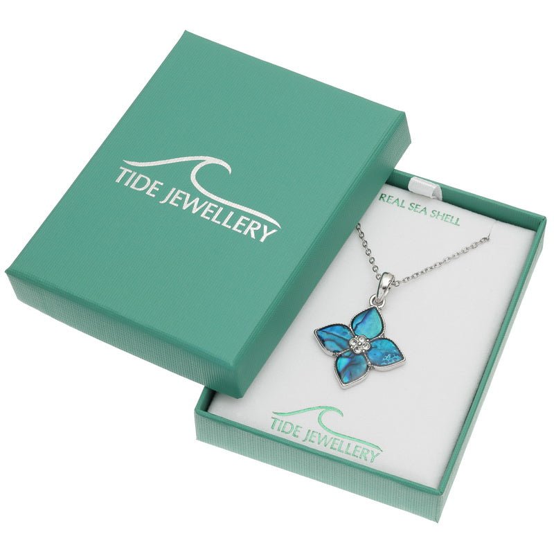 Blue Flower Paua Shell Necklace - Tide Jewellery from thetraditionalgiftshop.com