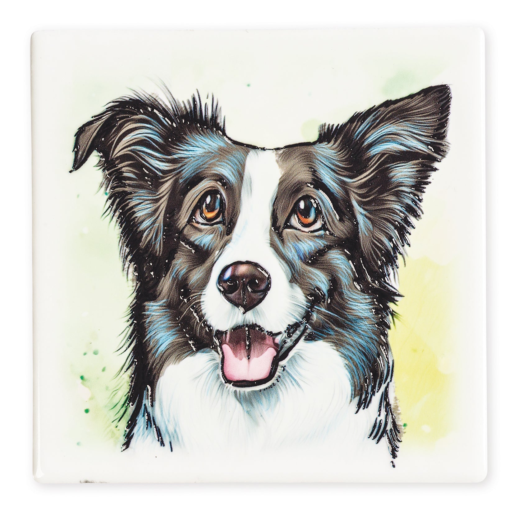 Border Collie Ceramic Art Coaster - Art of Arora from thetraditionalgiftshop.com
