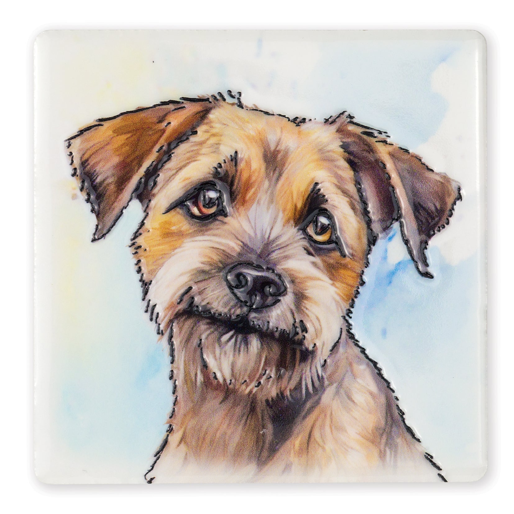Border Terrier Ceramic Art Coaster - Art of Arora from thetraditionalgiftshop.com