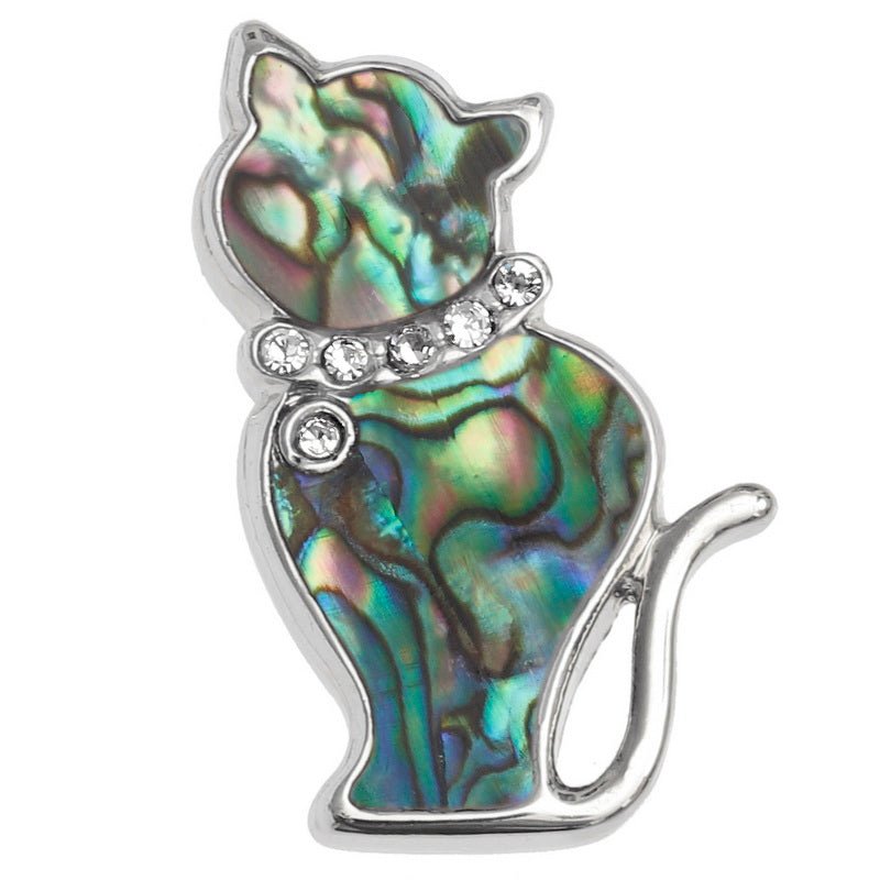 Cat Paua Shell Pin Badge - Tide Jewellery from thetraditionalgiftshop.com