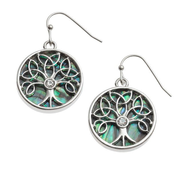 Celtic Tree of Life Paua Shell Earrings - Tide Jewellery from thetraditionalgiftshop.com