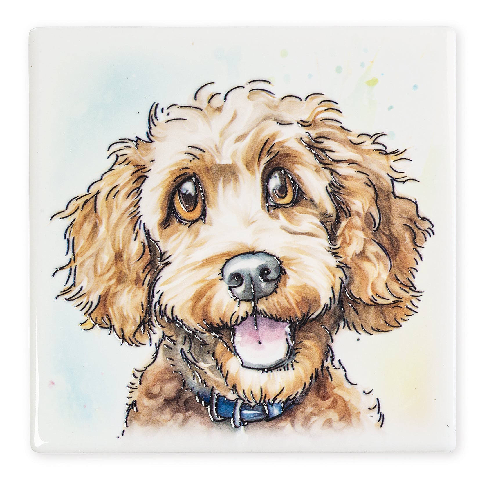 Cockerpoo (Poodle Cross) Ceramic Art Coaster - Art of Arora from thetraditionalgiftshop.com