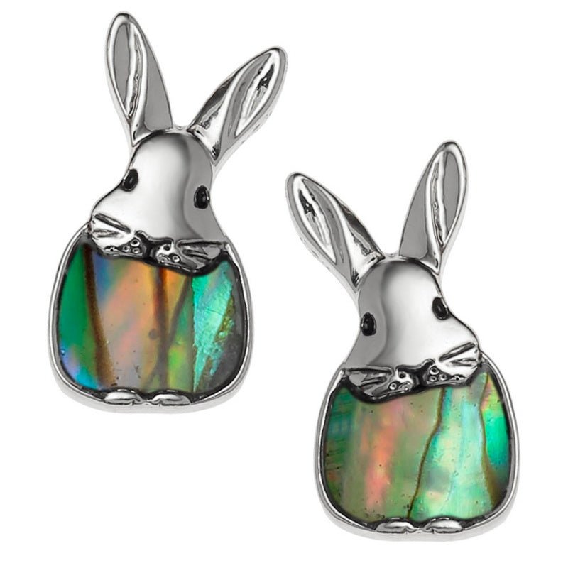 Cute Bunny Rabbit Paua Shell Earrings - Tide Jewellery from thetraditionalgiftshop.com