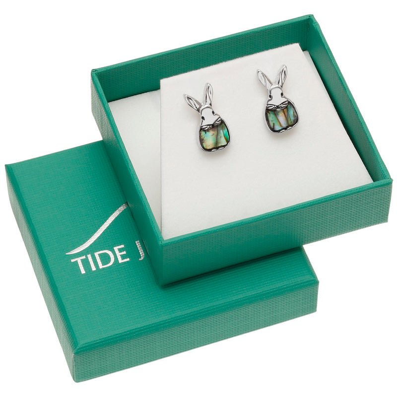 Cute Bunny Rabbit Paua Shell Earrings - Tide Jewellery from thetraditionalgiftshop.com