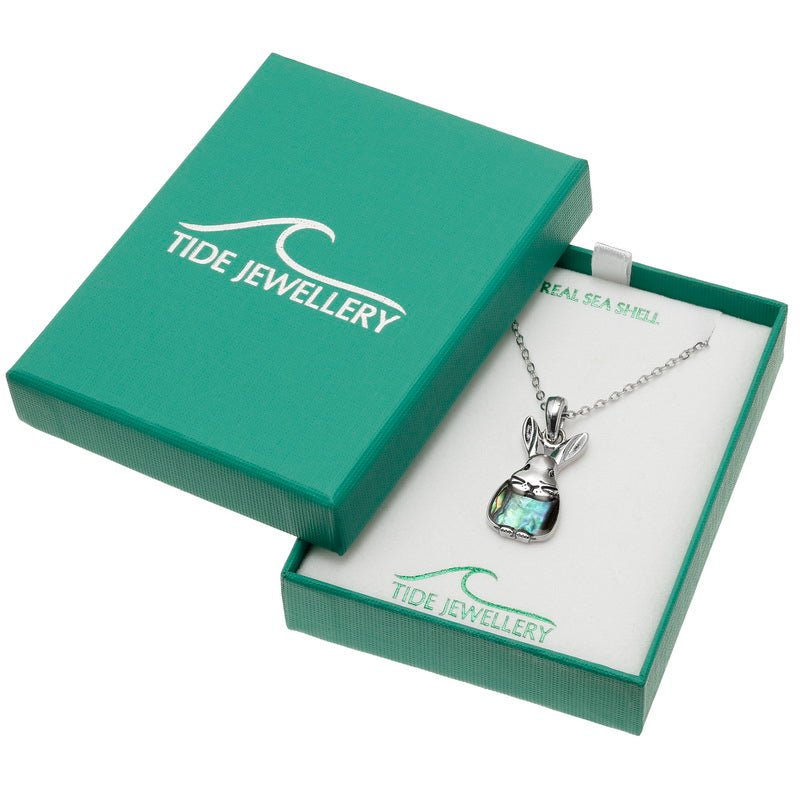Cute Bunny Rabbit Paua Shell Necklace - Tide Jewellery from thetraditionalgiftshop.com