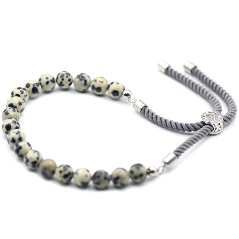 Dalmatian Jasper Adjustable String Bracelet (925 Silver Plated) - Gemstone Bracelets from thetraditionalgiftshop.com