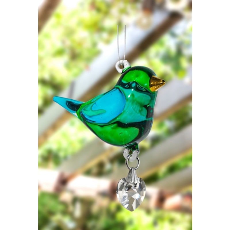 Fantasy Glass Pretty Little Bird - Emerald - Wild Things Crystal from thetraditionalgiftshop.com