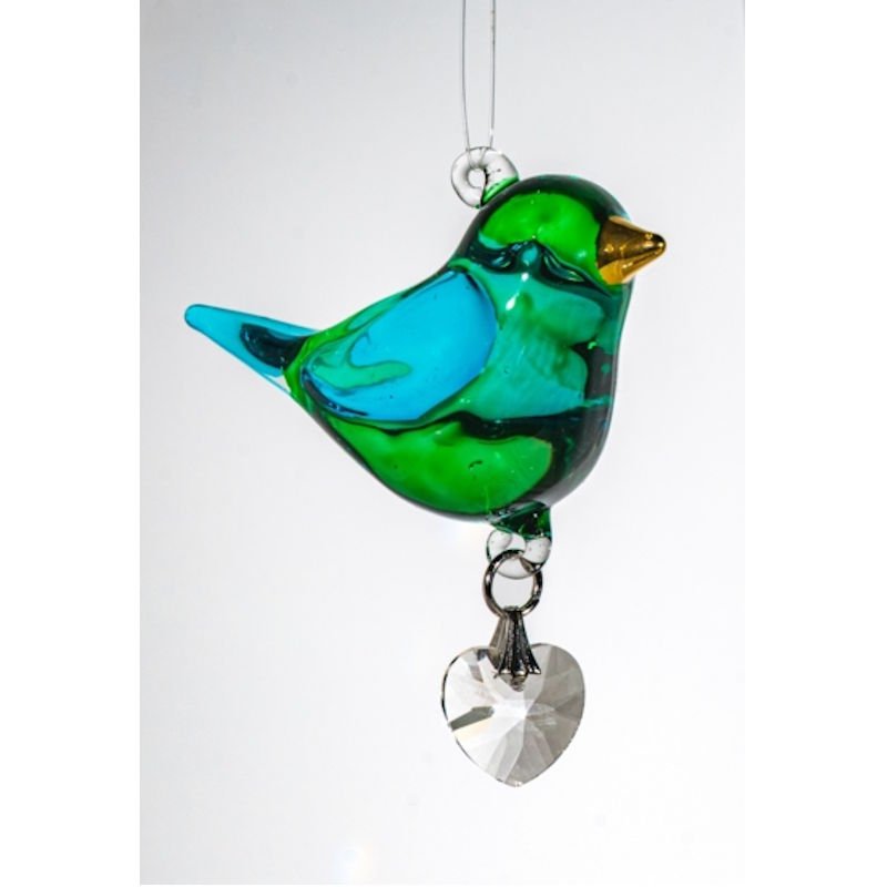 Fantasy Glass Pretty Little Bird - Emerald - Wild Things Crystal from thetraditionalgiftshop.com