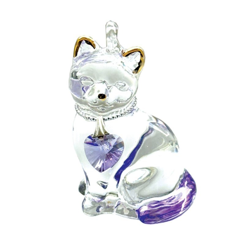 Fantasy Glass Pretty Little Kitty - Amethyst - Wild Things Crystal from thetraditionalgiftshop.com