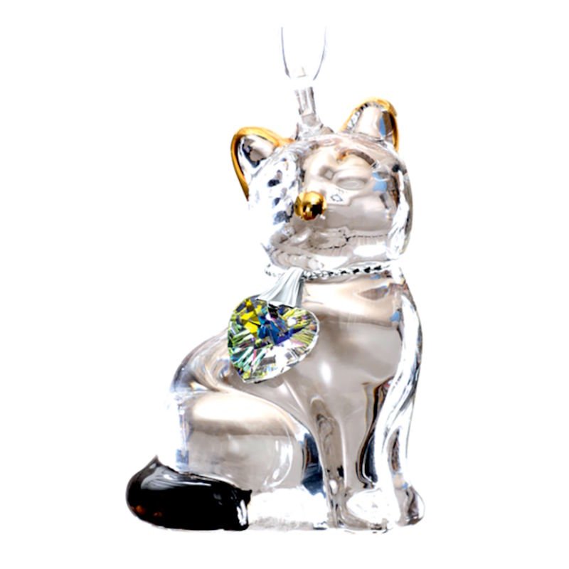 Fantasy Glass Pretty Little Kitty - Black - Wild Things Crystal from thetraditionalgiftshop.com