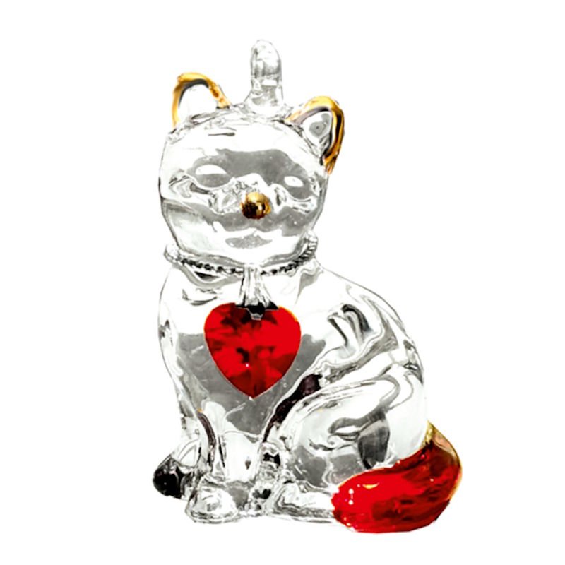 Fantasy Glass Pretty Little Kitty - Garnet - Wild Things Crystal from thetraditionalgiftshop.com