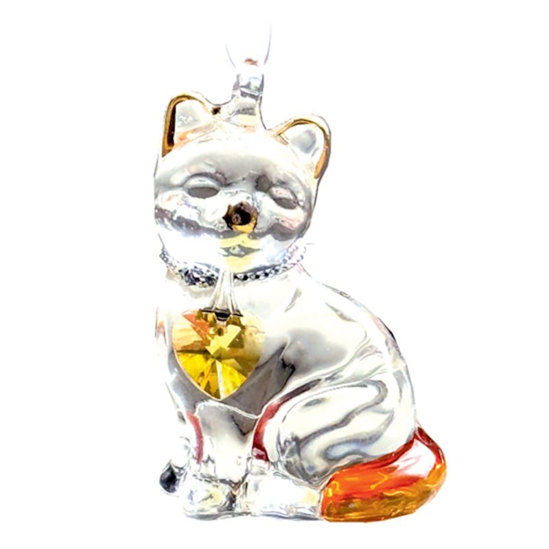 Fantasy Glass Pretty Little Kitty - Topaz - Wild Things Crystal from thetraditionalgiftshop.com
