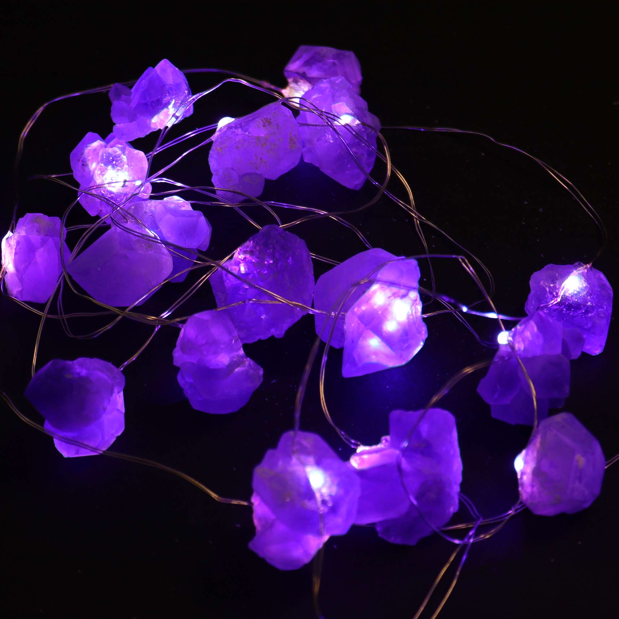 Gemstone LED String Lights - Amethyst - Gemstone Enchantment Lights from thetraditionalgiftshop.com