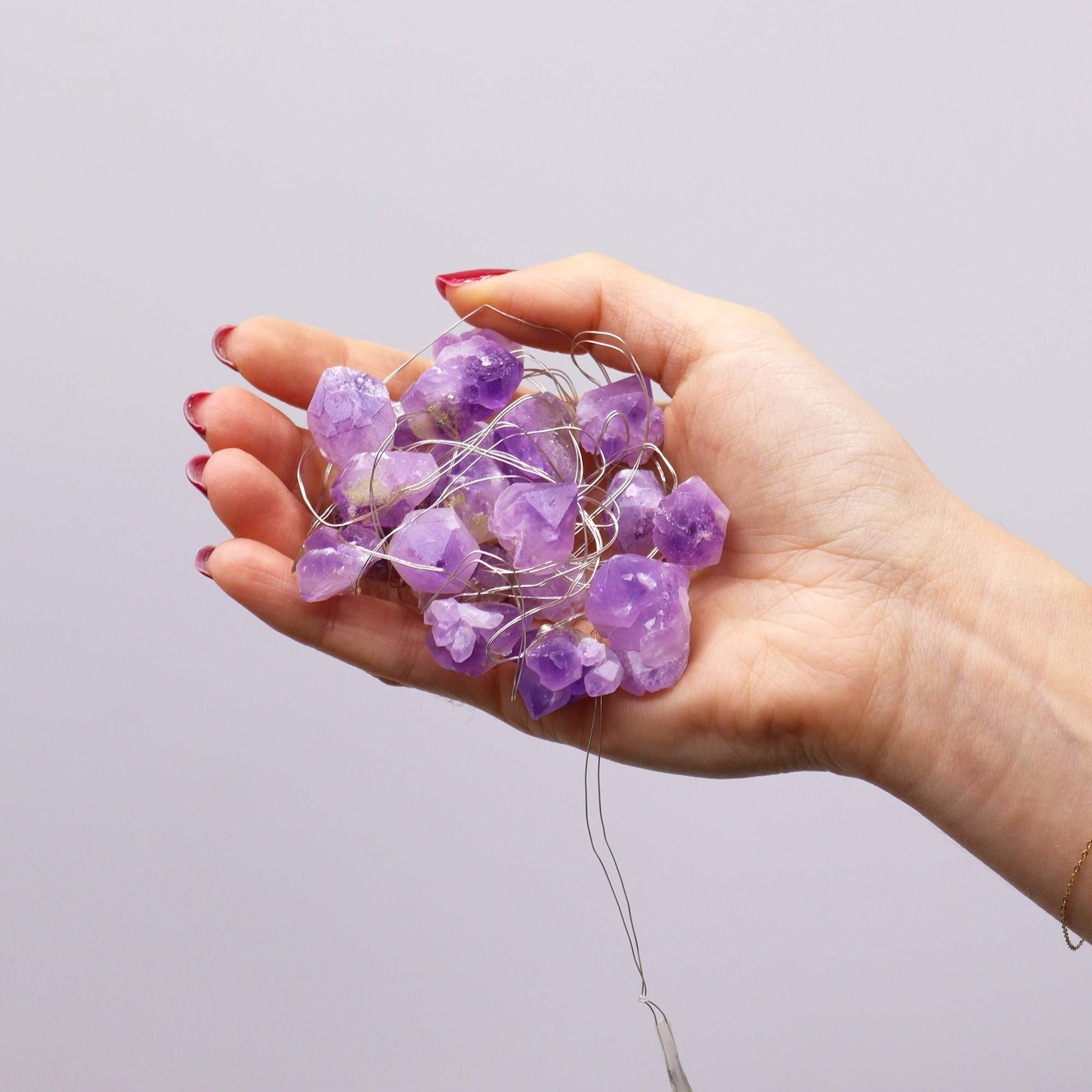 Gemstone LED String Lights - Amethyst - Gemstone Enchantment Lights from thetraditionalgiftshop.com
