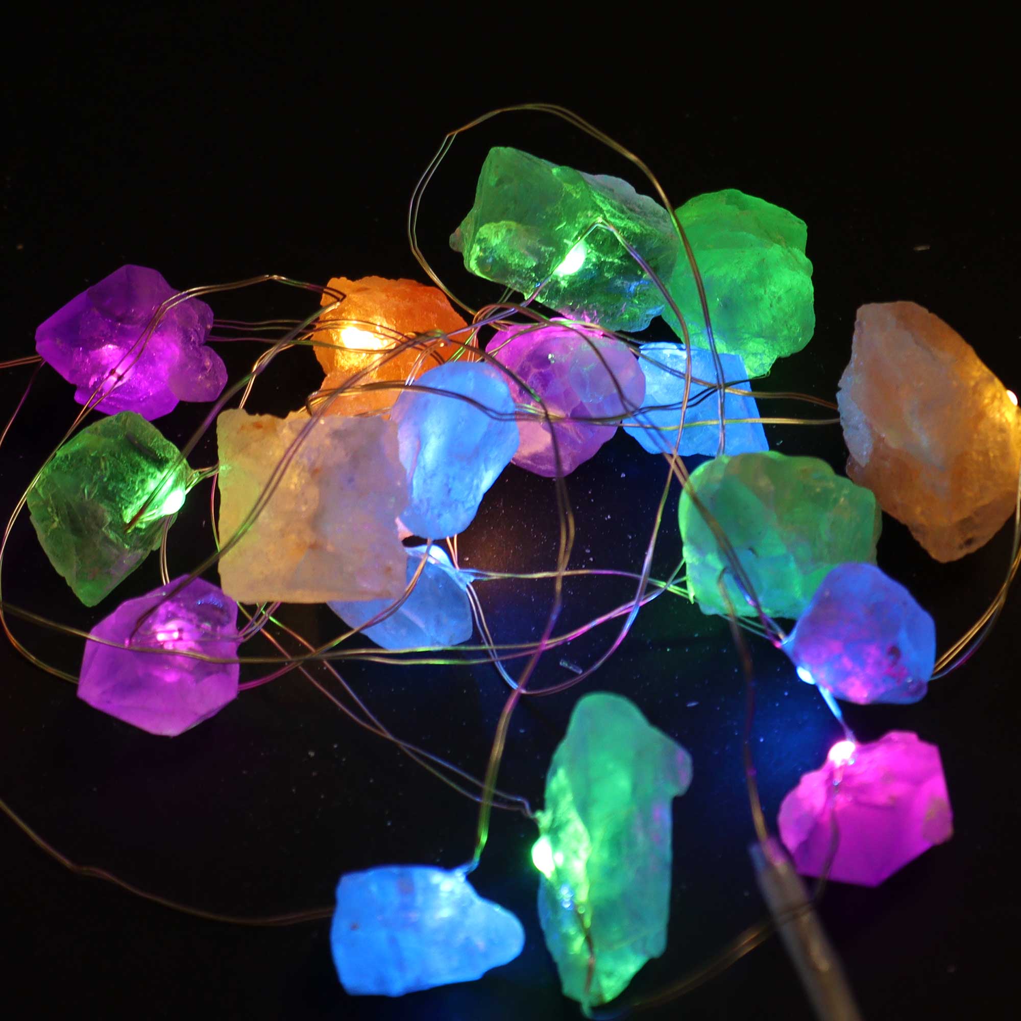 Gemstone LED String Lights - Mixed Crystals - Gemstone Enchantment Lights from thetraditionalgiftshop.com