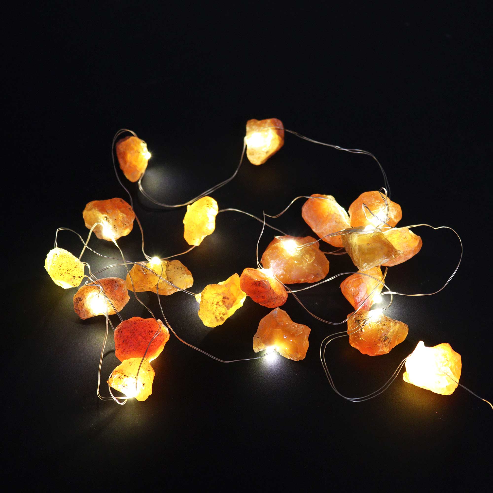 Gemstone LED String Lights - Orange Jade - Gemstone Enchantment Lights from thetraditionalgiftshop.com