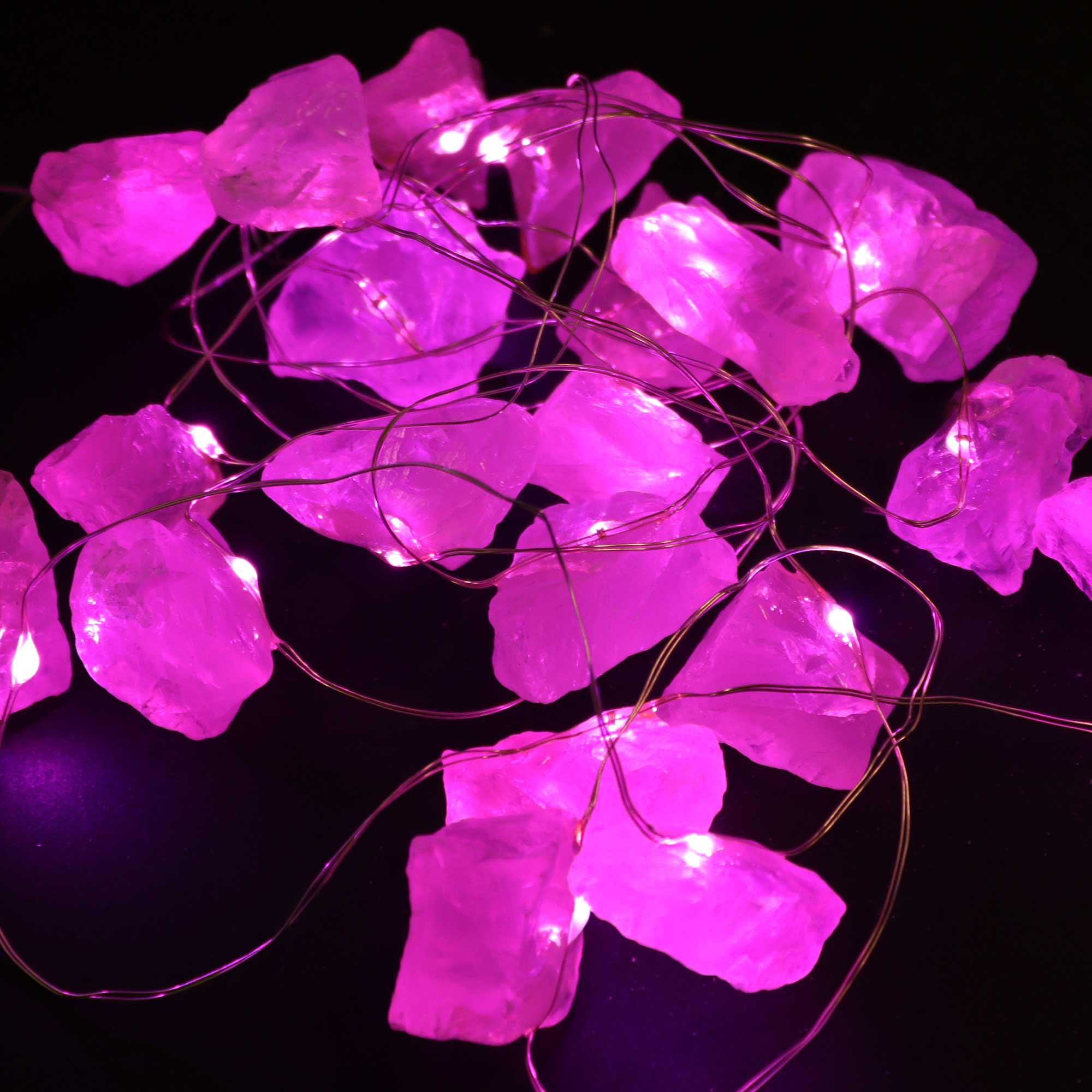 Gemstone LED String Lights - Rose Quartz - Gemstone Enchantment Lights from thetraditionalgiftshop.com