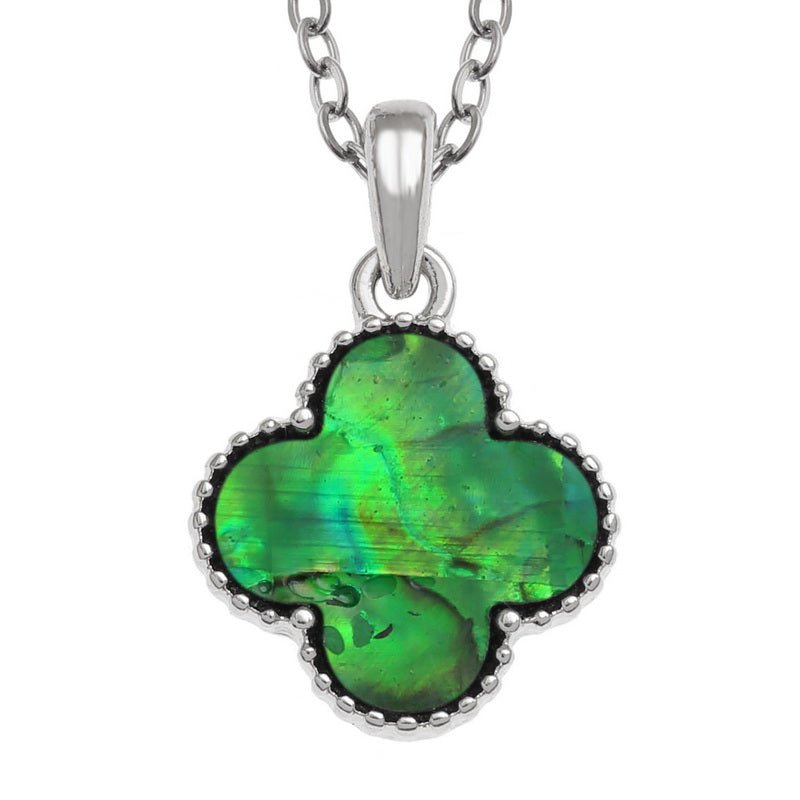 Green Quatrefoil Paua Shell Necklace - Tide Jewellery from thetraditionalgiftshop.com
