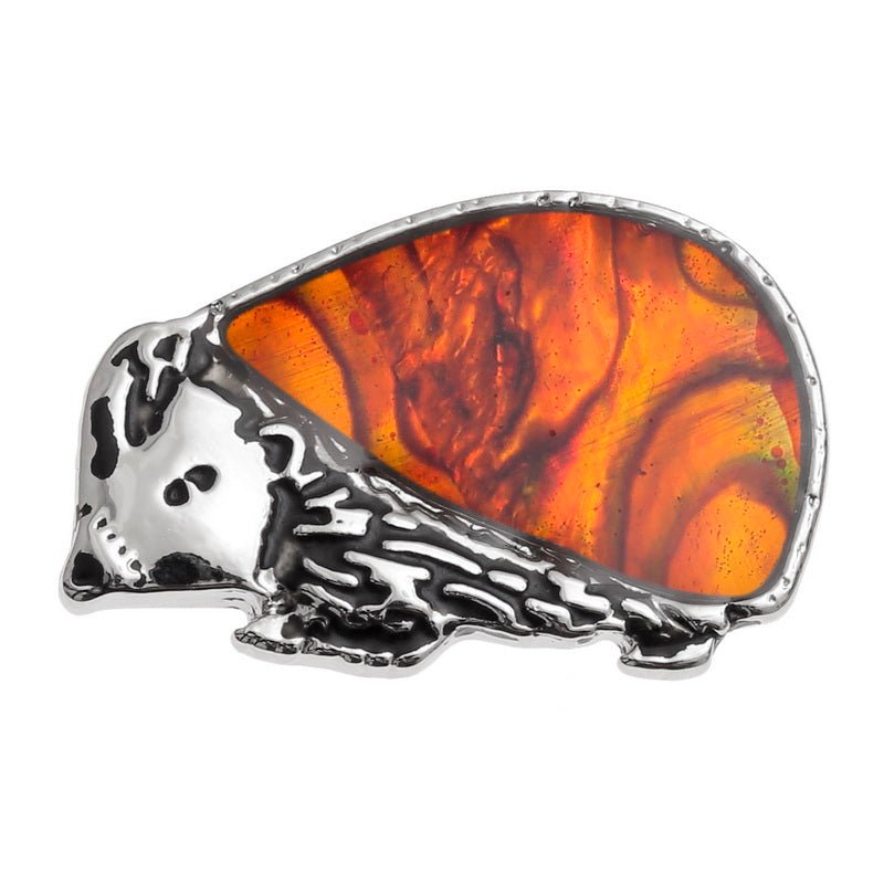 Hedgehog Paua Shell Pin Badge - Tide Jewellery from thetraditionalgiftshop.com