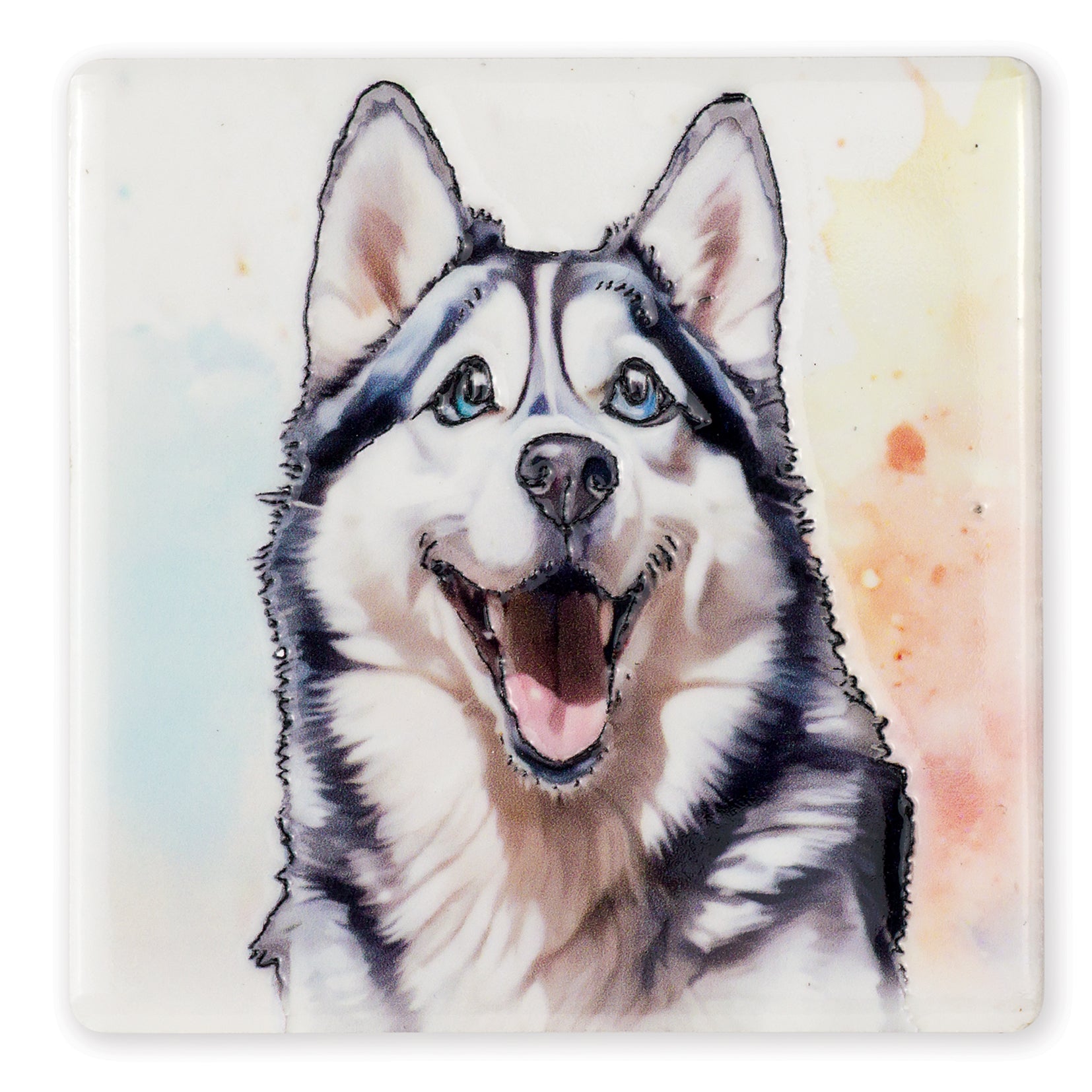 Husky Ceramic Art Coaster - Art of Arora from thetraditionalgiftshop.com
