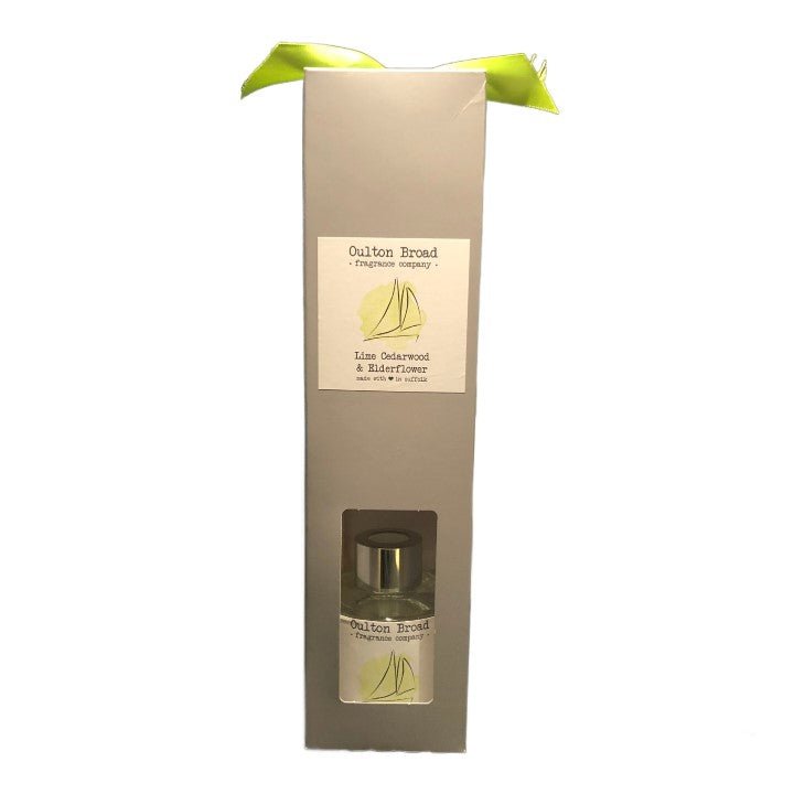 Lime, Cedarwood & Elderflower Reed Diffuser - Oulton Broad Fragrance Company from thetraditionalgiftshop.com