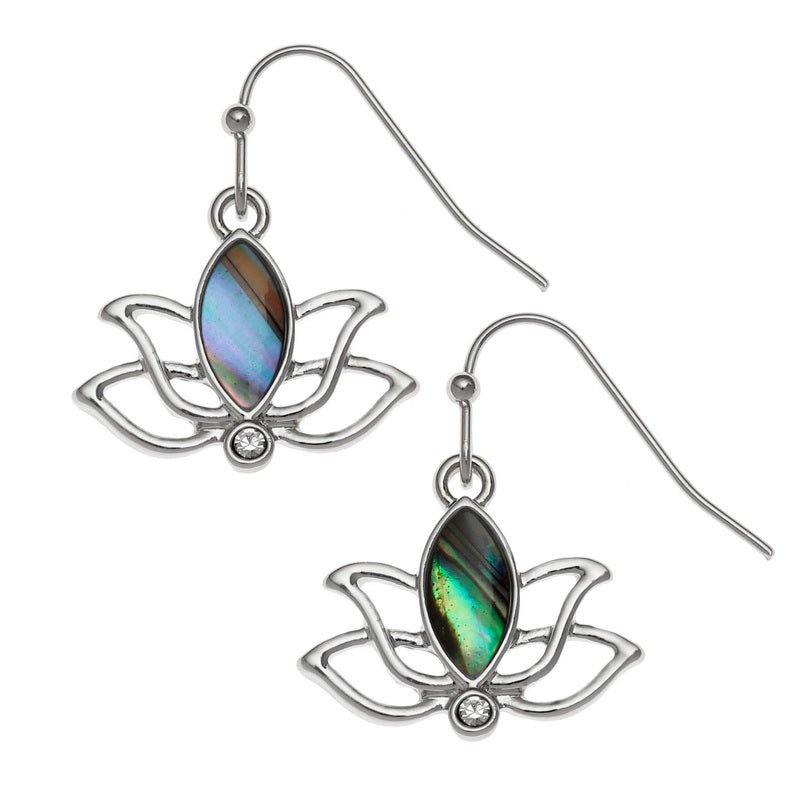 Lotus Flower Paua Shell Earrings - Tide Jewellery from thetraditionalgiftshop.com