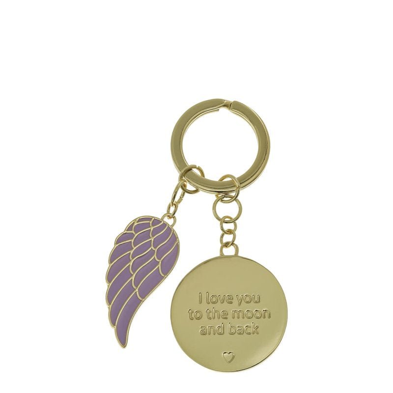 Love to the Moon and Back Angel Wing Boxed Keyring - You Are An Angel from thetraditionalgiftshop.com