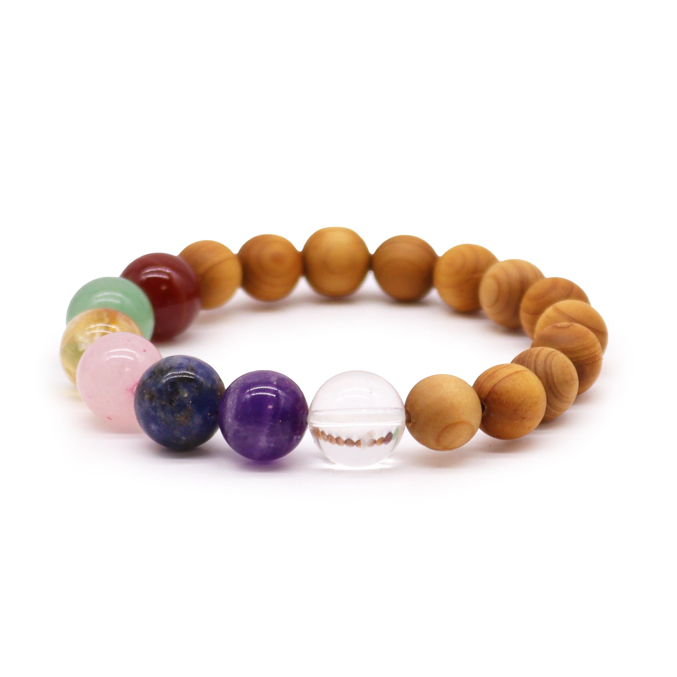 Multi Gemstone Cedarwood Bracelet - 7 Chakra - Gemstone Bracelets from thetraditionalgiftshop.com