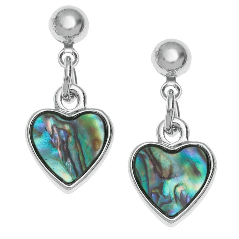 Natural Drop Heart Paua Shell Stud Earrings - Tide Jewellery from thetraditionalgiftshop.com