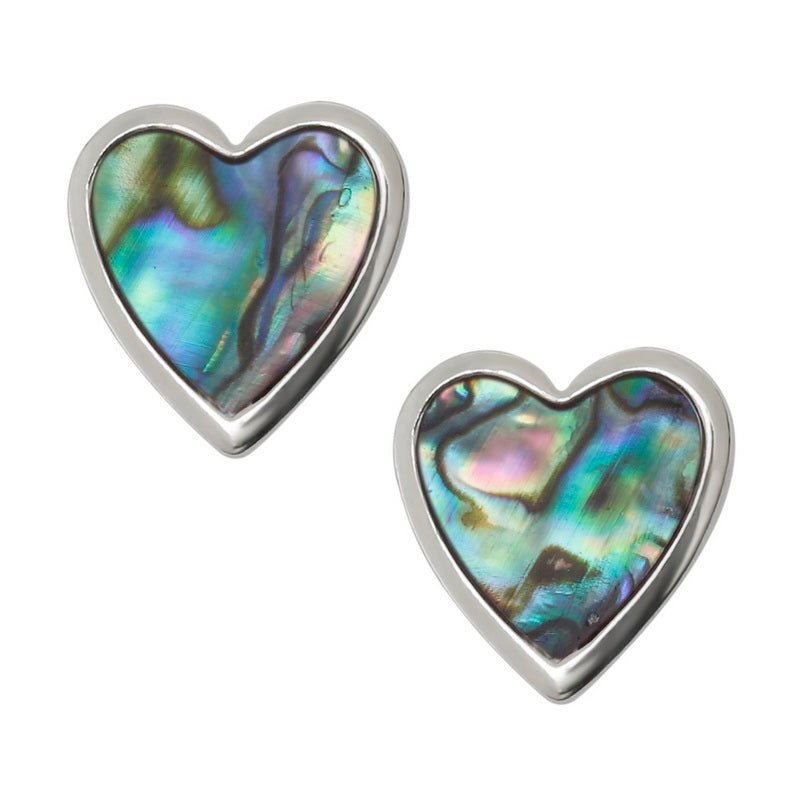Natural Heart Paua Shell Earrings - Tide Jewellery from thetraditionalgiftshop.com