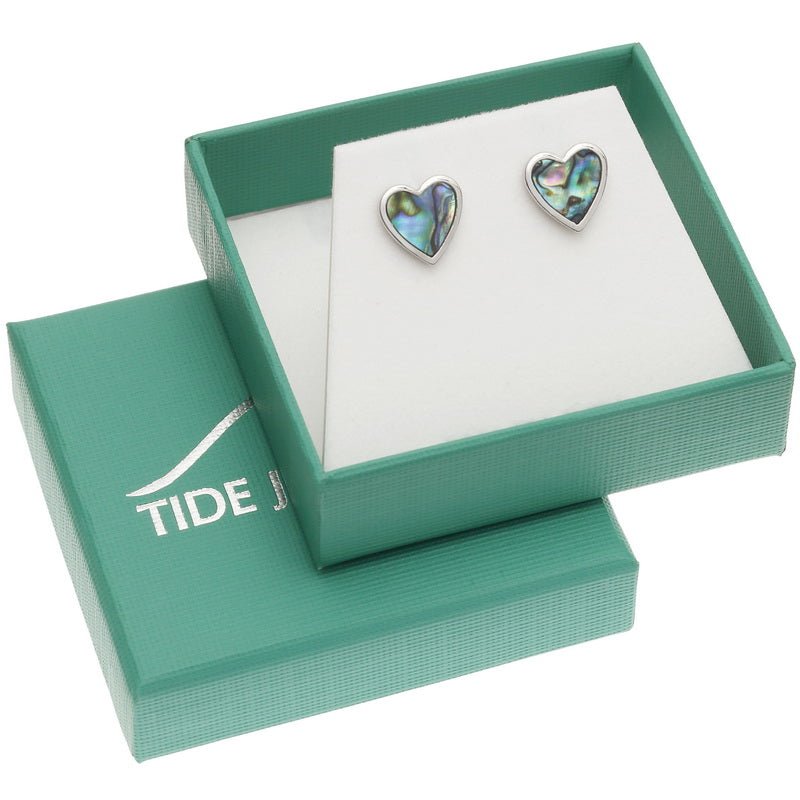 Natural Heart Paua Shell Earrings - Tide Jewellery from thetraditionalgiftshop.com