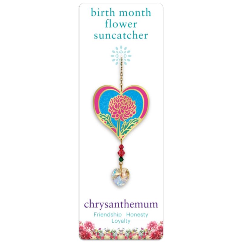 November (Chrysanthemum) Birth Month Flower Suncatcher - Wild Things Crystal from thetraditionalgiftshop.com
