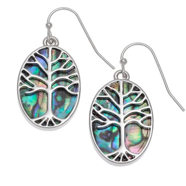 Oval Tree of Life Paua Shell Stud Earrings - Tide Jewellery from thetraditionalgiftshop.com
