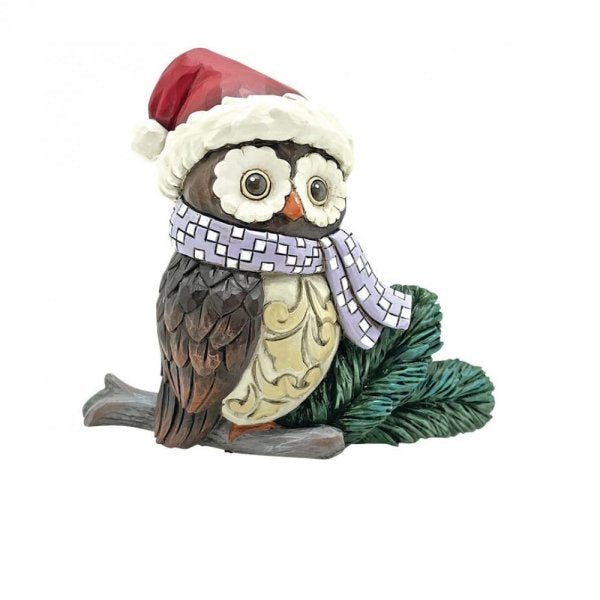 Owl Wearing Santa Hat Mini Figure - Heartwood Creek by Jim Shore from thetraditionalgiftshop.com