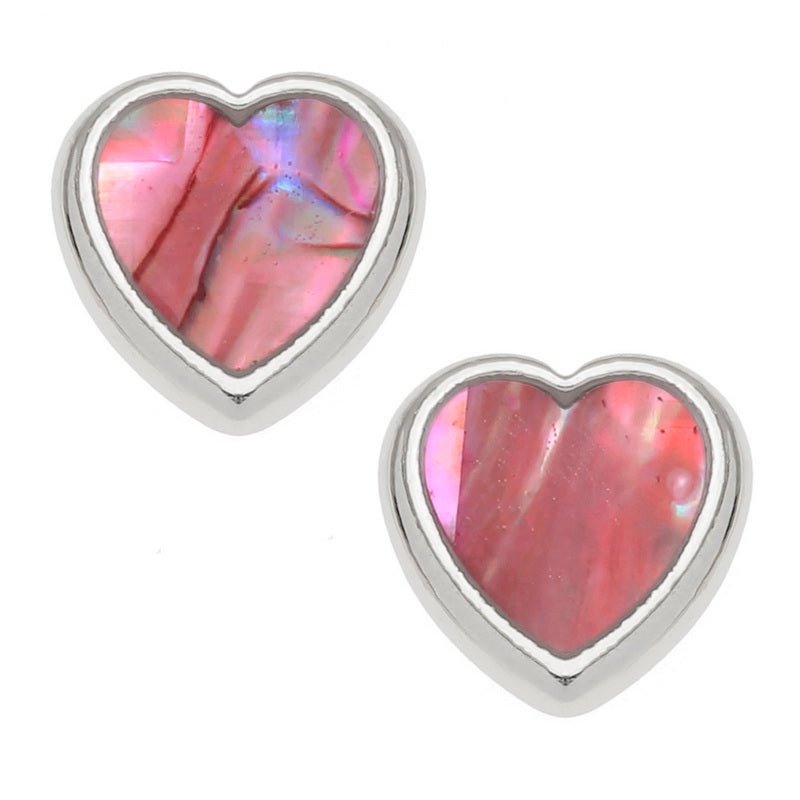 Pink Heart Paua Shell Earrings - Tide Jewellery from thetraditionalgiftshop.com