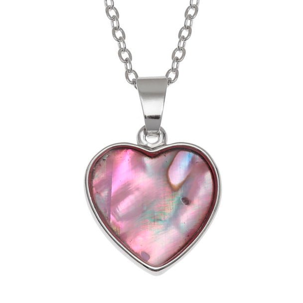 Pink Heart Paua Shell Necklace - Tide Jewellery from thetraditionalgiftshop.com