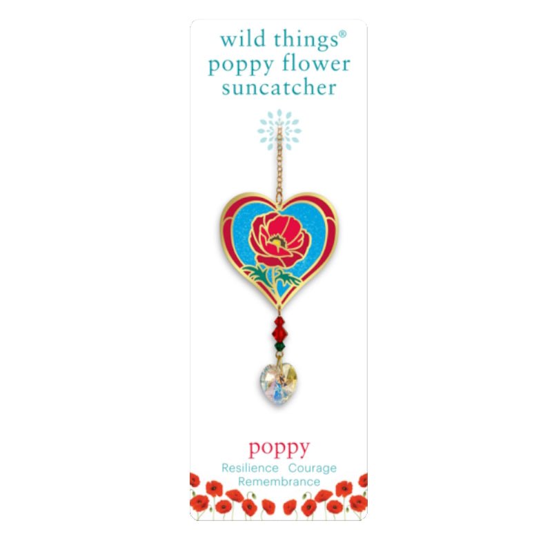 Poppy Flower Suncatcher (Veterans with Dogs Fundraiser) - Wild Things Crystal from thetraditionalgiftshop.com