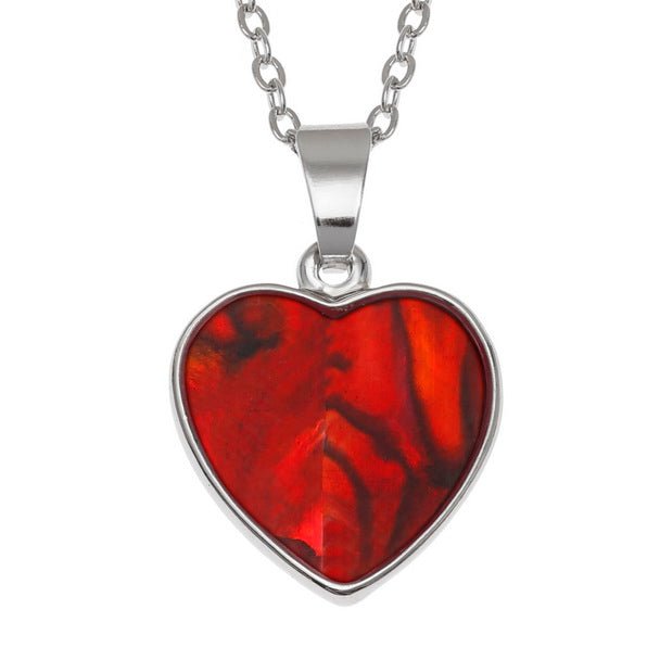 Red Heart Paua Shell Necklace - Tide Jewellery from thetraditionalgiftshop.com