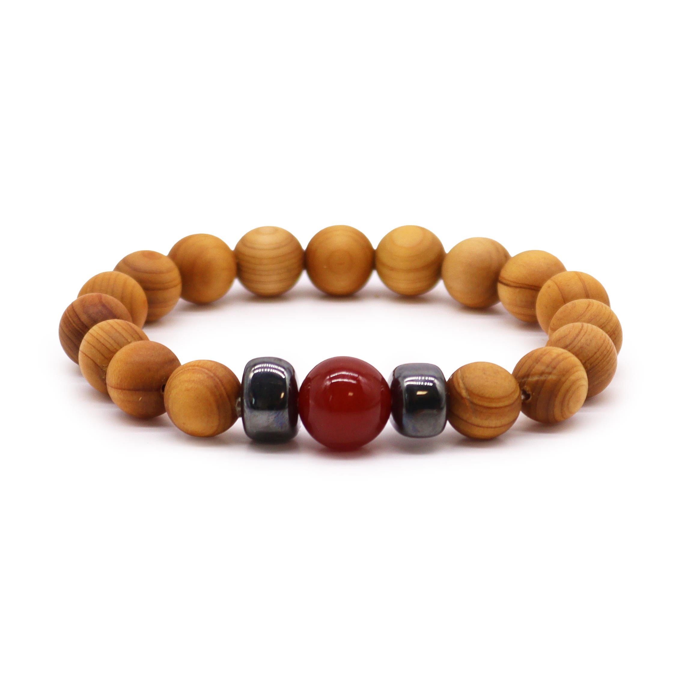 Red Jasper Gemstone Cedarwood Bracelet - Root Chakra - Gemstone Bracelets from thetraditionalgiftshop.com