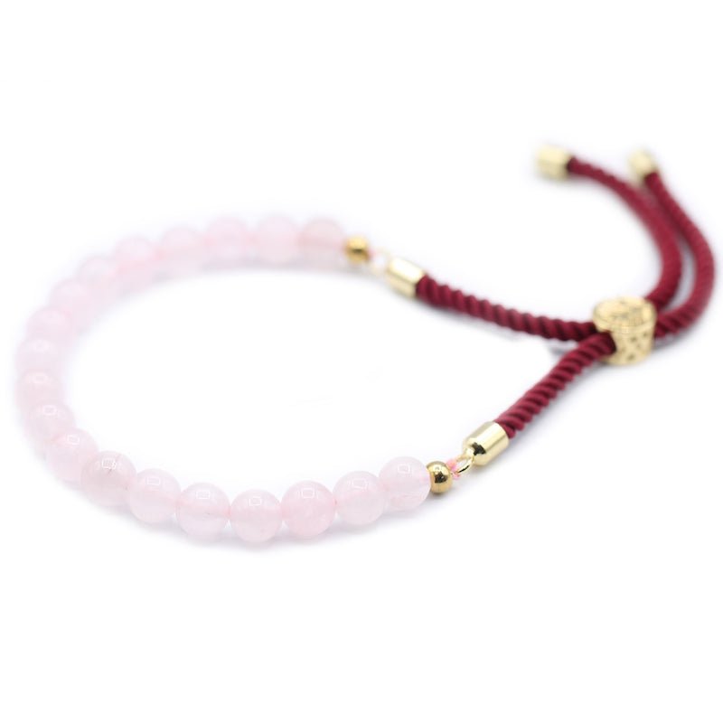 Rose Quartz Adjustable String Bracelet (18K Gold Plated) - Gemstone Bracelets from thetraditionalgiftshop.com
